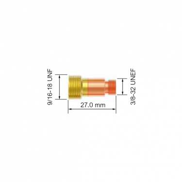 Корпус цанги для горелки PARKER DGT/SGT17/18/26/125M/225F (1.6x27мм, укороченная газ.линза)