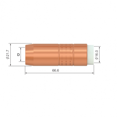 Сопло газовое для горелки PARKER BN/BNQ 400E (HD, коническое, медное, D19.0/74.3/2.95мм, упак. - 5 шт.)