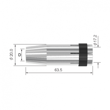 Сопло газовое для горелки PARKER SGB2400 (цилиндрическое, D17.2/63.5/1.4мм, упак. - 5 шт.)