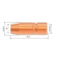 Сопло газовое для горелки PARKER TRG ICON 200A/300A/400A/500A (коническое, медное, d=16.0x76.5x2.4 мм, резьба 1/4, упак. - 5 шт.)