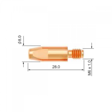 Контактный наконечник PARKER (М6x28 мм, CUCRZR, d=0.8 мм, упак.-25 шт.)
