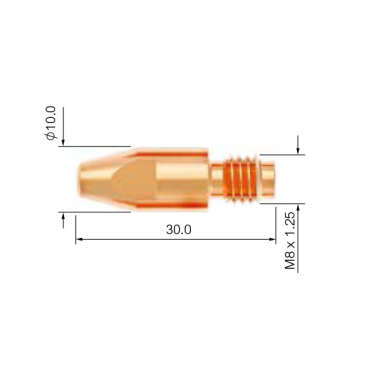Контактный наконечник PARKER (d=1.0 мм, М8, 10x30 мм, CUCRZR под алюминий, упаковка 25 шт.)
