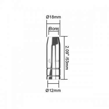 Сопло газовое горелки PARWELD BZL SB140A/SB150A (коническое, d=12x53 мм, упаковка 5 шт.)