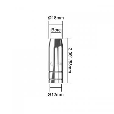 Сопло газовое горелки PARWELD BZL ECO150A (коническое, d=12x53 мм)