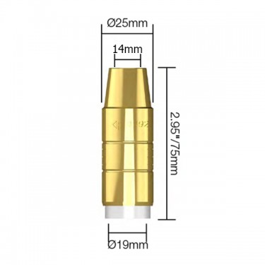 Сопло газовое горелки PARWELD BND PEZ 400E- H/F (d=14x75мм, медь, упаковка 5 шт.)