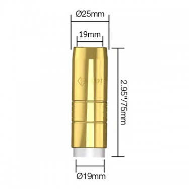 Сопло газовое горелки PARWELD BND PEZ 400E- H/F (d=19x75мм, медь)