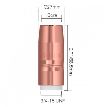 Сопло газовое горелки PARWELD BND C’FIRE Q40 (d=19x68.5мм, медь, упаковка 5 шт.)