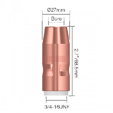 Сопло газовое горелки PARWELD BND C’FIRE Q40 (d=16x68.5мм, медь)