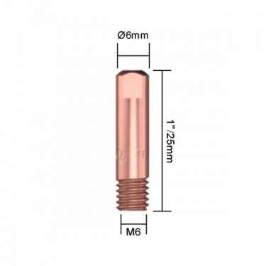 Контактный наконечник PARWELD BZL SAB1500 (d=0.8мм, CuCrZr AL, M6x25x6мм, упаковка 25 шт.)