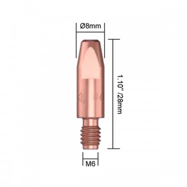 Контактный наконечник PARWELD BZL SB230A-350W (AL, d=0.8мм, ECu, M6x28x8мм, уп.25шт.)